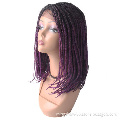 Factory price synthetic purple lace front wig, xuchang synthetic wig vendor